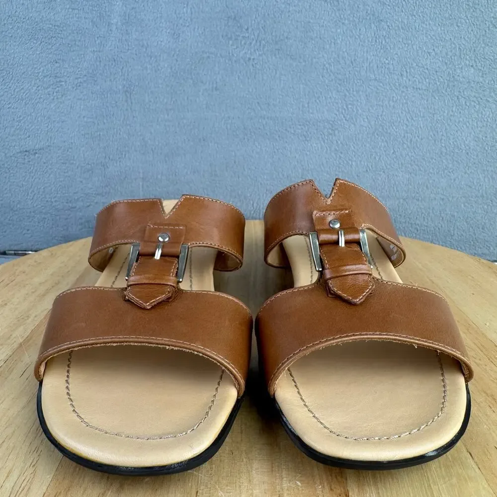 Paul Green München Brown Leather Slide Sandals Women’s Size 3.5 UK / 6 US - Picture 2 of 8
